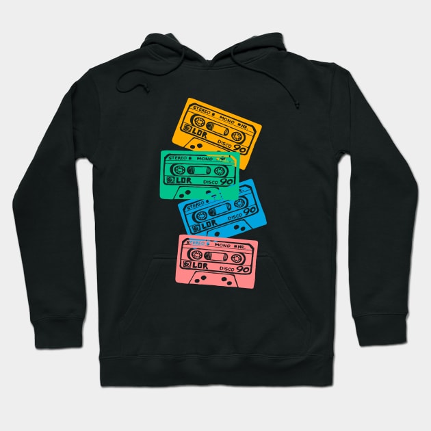 Retro Audio Cassette Tapes - Vintage Mix Tapes Hoodie by edwardechoblue